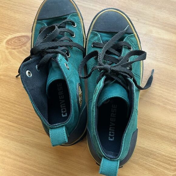 Vintage Converse All Star Chuck Taylor Mid Green Fabric with Black Women’s 6.5 - Picture 5 of 10